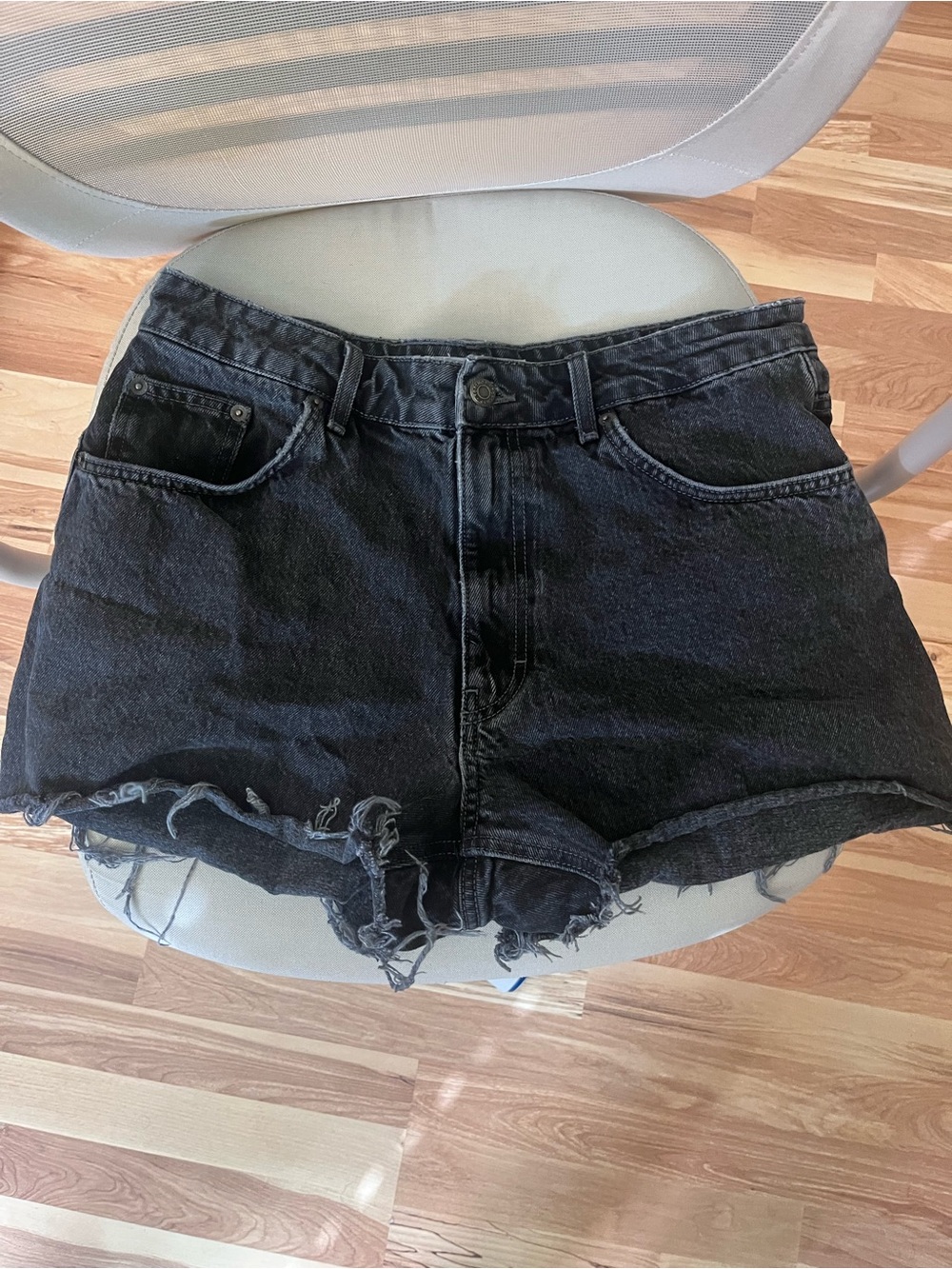 Topshop Black Distressed Cutoff Denim Shorts